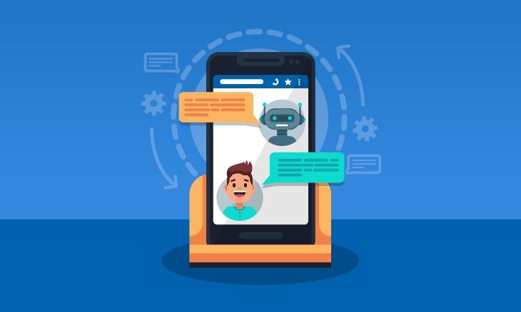 Smartphone nous montrant la relation entre un chatbot et un utilisateur.